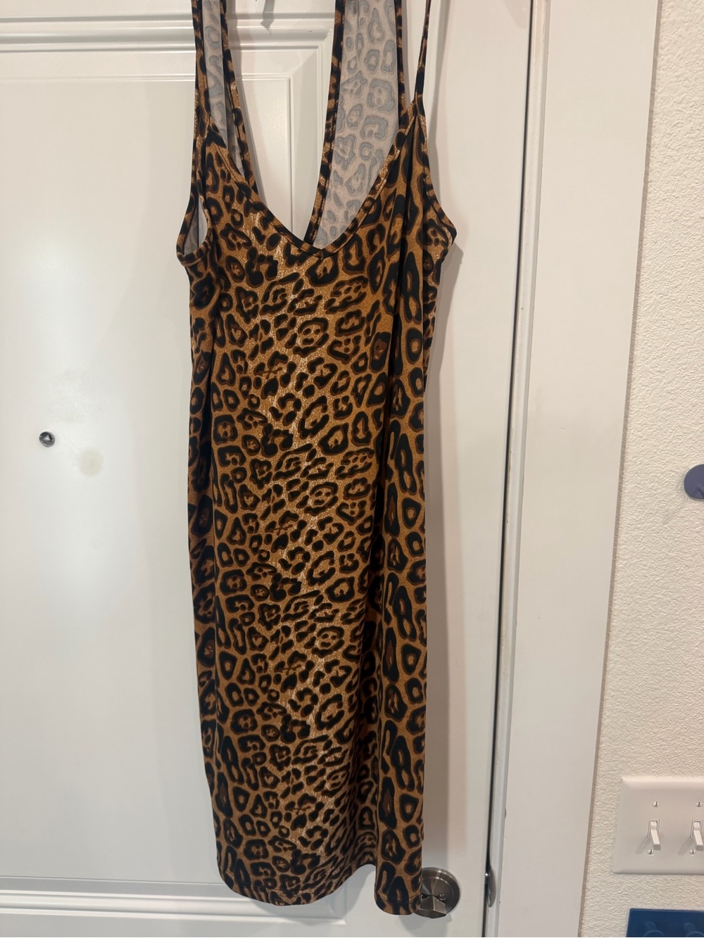 Leopard Print Slip Dress - Brown & Black
